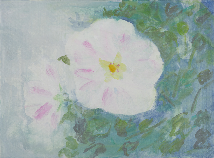 2015年8月小池アミイゴ個展「東日本」での芙蓉の花の絵